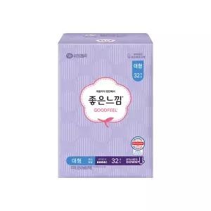 좋은느낌 생리대 에어핏쿠션 맥시슬림 날개 대형 32개입 1팩
