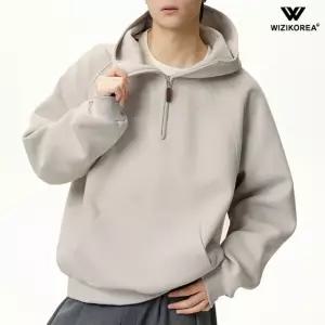 남성 헤비 반집업 후드티 오버핏 무지 빅후드 맨투맨 봄 가을 티 WI072T
