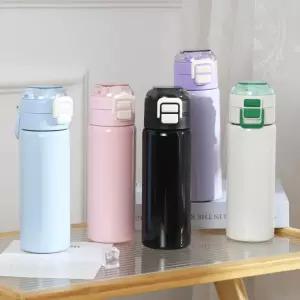 원터치 316 스텐 빨대 텀블러 500ml 대용량 이중진공 보온 보냉 휴대용 안전잠금