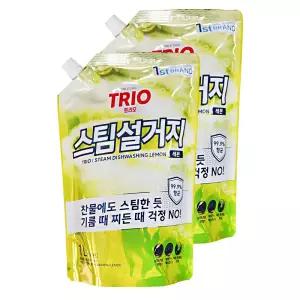 애경 트리오 스팀설거지 주방세제 레몬 1L 2개 설거지