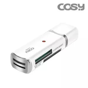 코시 휴대용 USB 멀티 리더기 SD카드리더기 다용도 슬롯 블랙박스 데이터전송 화이트 CR980-R