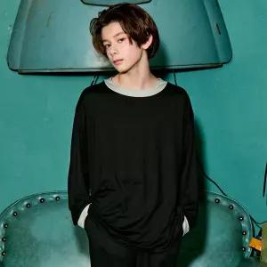 마밤 MSMV 아동 주니어 잠옷 피치기모 초등학생 내의 키즈 실내복 링거 9부 무드블랙