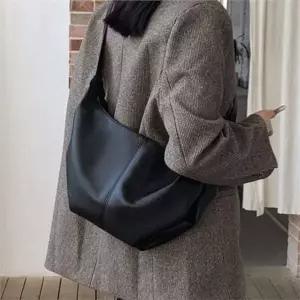 [제이큐]데일리 여성 숄더백 캐주얼 레더 숄더백 직장인 가벼운 호보백 반달