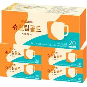 빠른배송 하니A1 슈프림골드 맥심 동서 커피믹스 100T 20개입x5개 수프림골드 수프림커피 생활