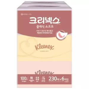 크리넥스 클래식 소프트 천연펄프 미용티슈 2겹, 230매, 6입, 1개