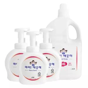 아이깨끗해 핸드워시 대용량 리필 4L+펌프용기 490ml 3개 레몬향 손세정제