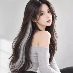 포인트 브릿지 웨이브컬 긴머리 여성스러운 스타일 가발 헤어피스 (53520328)