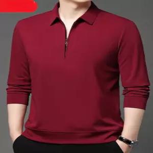 셔츠 차이나 스탠드 카라 긴팔 가을 헝위안샹 칼라 반지퍼 남자 남성 폴로셔츠 봄가을용 얇은 소재 단색 맨