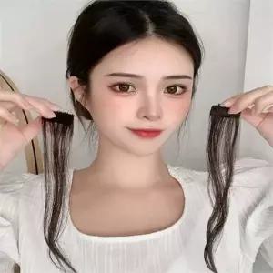 여성 부분 가발 스타일링 정수리 똑딱이 여성 앞머리 가발 탈모 자연 곱슬 진갈색 여자용 옆머리 고열사