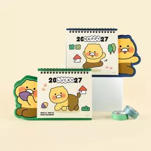 카카오프렌즈 2027년 춘식이 형태 탁상 캘린더 그린 네이비 달력 새해 신년 미니 책상 캐릭터