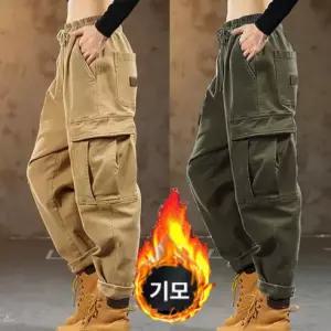 빅사이즈까지 남성 기모 카고팬츠 겨울용 내마모 작업복 바지 와이드 밴딩팬츠 5XL까지