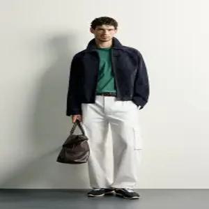 ZARA 레귤러 핏 스웨이드 레더 재킷 - 네이비 3833/430/401