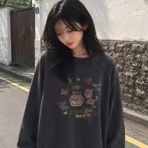 [매장정품] 꼼파뇨 러브 프렌즈 피그먼트 레글런 맨투맨 스모크블랙 TDO6H0F 3CXCNAF 4165823