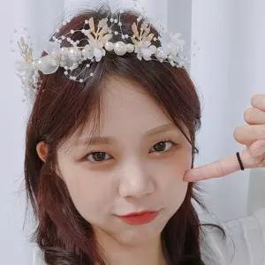 웨딩 기념 사진 스냅 촬영 티아라 머리띠 Vr-1FA90 비즈플라워 웨딩머리띠