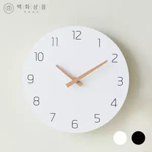 백화상점 무소음 우드 벽시계 벽걸이 거실 원형 시계 무타공 무선 디자인 건전지