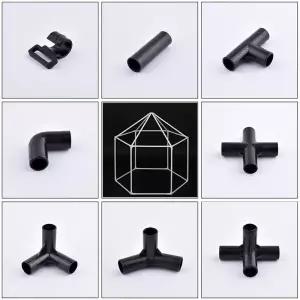 2-30Pcs ABS 검정색 조인트 3방향 4방향 90 ° 팔꿈치 파이프 커넥터 플랜트 지원 옷장 텐트 고정 피팅 12m