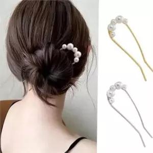 오너클랜 업스타일 u자형 비녀 혼주 진주 머리 비녀 웨딩 데일리 한복 U자형비녀 진주머리비녀