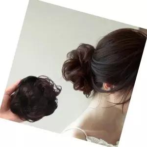 똥머리 집게핀 가발(파마머리) (브라운) 여성가발