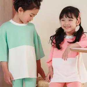 [JHL1OTST_51GW]남매룩 아이들 활동복 배색 반팔 코디