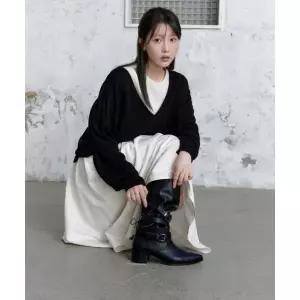 솔트앤초콜릿 SALT AND CHOCOLATE [셈디x솔트앤초콜릿]STAY FLEX 포인티드 미들부츠 412646010 (4.5cm) 501