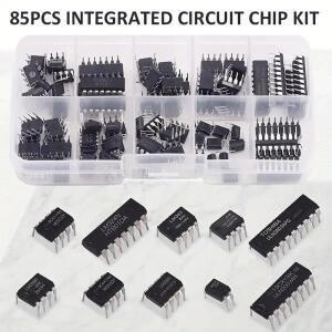 85PCS 집적 회로 칩 키트 10가지 사양 IC-NE555 IC-LM324 DIP 단일 정밀 타이머 조합