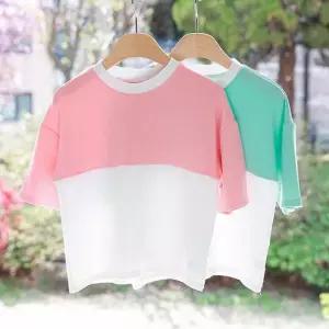 [JHL27O07_51GW]여름 패션 배색 반팔티 데일리룩