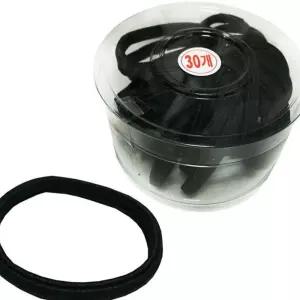(다올)고무줄 30P 매듭없는 검정주름 머리끈 코사지통