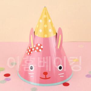 캐릭터꼬깔모자 130파이 - 25개 - 핑크토끼/생일파티