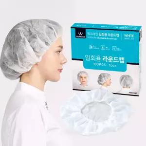 워크라인 일회용 부직포 라운드캡 위생모 헤어캡 조리모 급식모자[100매]