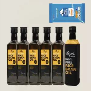 프리미엄 리지 500ml 6병 보틀커버 + 마법의청소박사 세트 / 현미유 쌀눈유 미강유