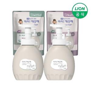 [라이온코리아][라이온] 아이깨끗해 핸드워시 프리미엄 클린비건 용기 450ml + 리필 400ml (무향/피오니...