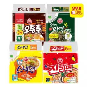 오뚜기 봉지라면 4종 세트(스낵면+진라면 매운맛+쇠고기미역국면+오동통면)