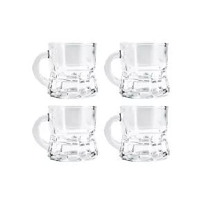 맑은유리 예쁜 디자인 술잔 생일 선물용 미니 손잡이 소주잔 50ml 4p 1세트