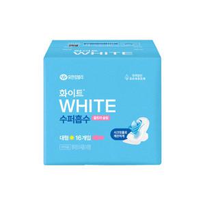 화이트 수퍼흡수 날개형 대형 16개입 1팩 생리대