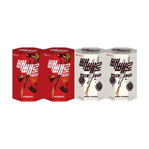 롯데웰푸드 빼빼로 초코 185g, 2개 + 빼빼로 화이트쿠키 132g, 2개