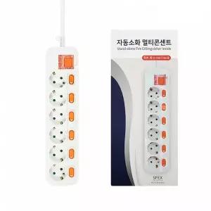 Q 자동소화 개별 멀티탭 6구 3M DYM-SG6C-SI SFEX