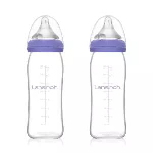 란시노 유리젖병 240ml 2P 신생아 아기(젖꼭지 M포함)