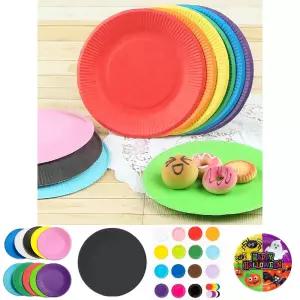 (혼합)(10pcs) 컬러 접시/1회용/홈파티/종이/공예/단색/데코용/DIY/꾸미기/왕팽이/만들기/집콕/놀이/학습