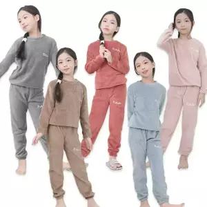아동 무지천사 잠옷세트 스판 유아 키즈 겨울 밍크 수면옷 부드러운 실내복 홈웨어 파자마 상하세트 고무줄바지