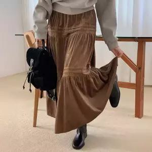 [코코블랑] 카메 밴딩 캉캉 롱 스커트