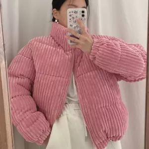 패션 여성 겨울 코듀로이 하이넥 숏패딩 데일리 자켓