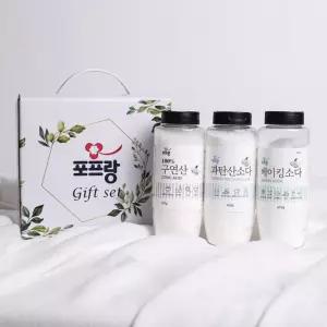 포프랑 구연산 베이킹소다 과탄산소다 3종 선물 세트/세탁기/청소용/대용량/한입/세제/식용/무수/가루/천연