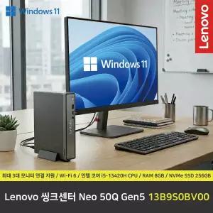 Lenovo 씽크센터 Neo 50Q Tiny Gen5 13B9S0BV00 컴퓨터 / 윈도우11 Pro 설치 / RAM 8GB / NVMe SSD 256GB