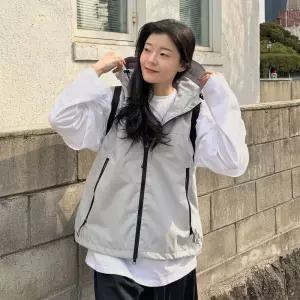 후드 바람막이 집업 조끼 베스트 여성 빅사이즈