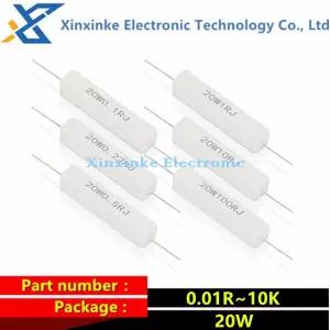5PCS 20W 시멘트 저항기 1.5R 2.2R 3.3R 4.7R 10R 22R 47R 100R 120R 220R 470R 1K 1.5K 2.2K 4.7K 8.2K 10