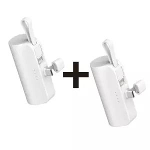 2개, 5000mAh 미니 도킹형 보조배터리 C타입 8핀케이블 일체형 2WAY 동시충전
