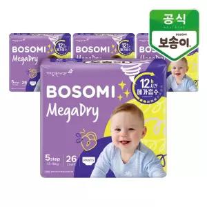 깨끗한나라 보솜이 메가드라이 팬티 특대형 26개입x4팩