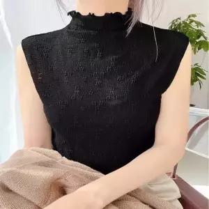 시스루 나시티 여자 크롭 반목티 민소매 플라워 프릴