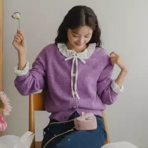 [알파카함유] 비비앤나 퍼플 울 가디건