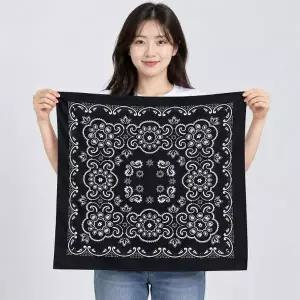 면 손수건 두건 헤어밴드 페이즐리 반다나 블랙